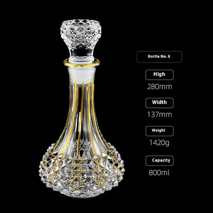 Gold Line Crystal Glass Creative Whiskey Bottle Household With Lid