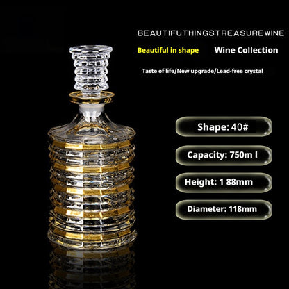 Gold Line Crystal Glass Creative Whiskey Bottle Household With Lid